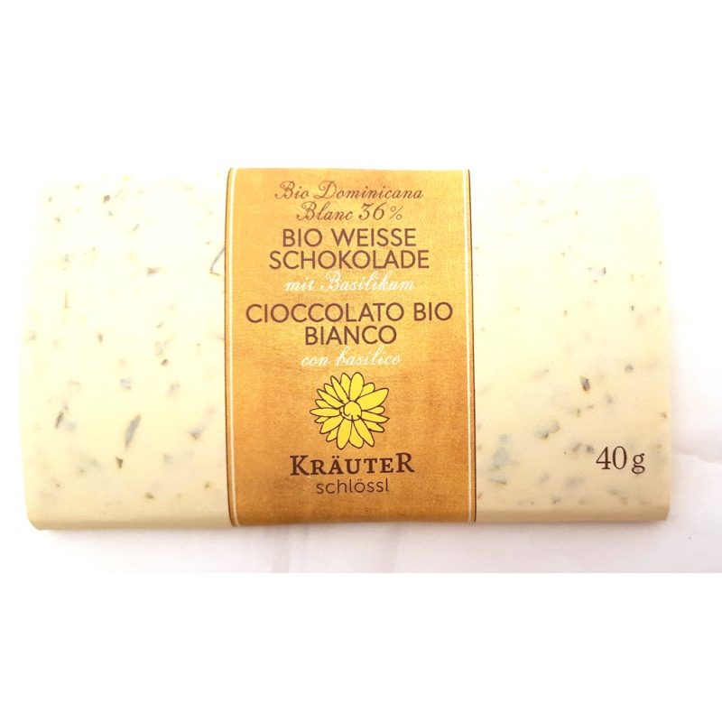 Cioccolato bianco con fiori di basilico 40g DE-ÖKÖ-037