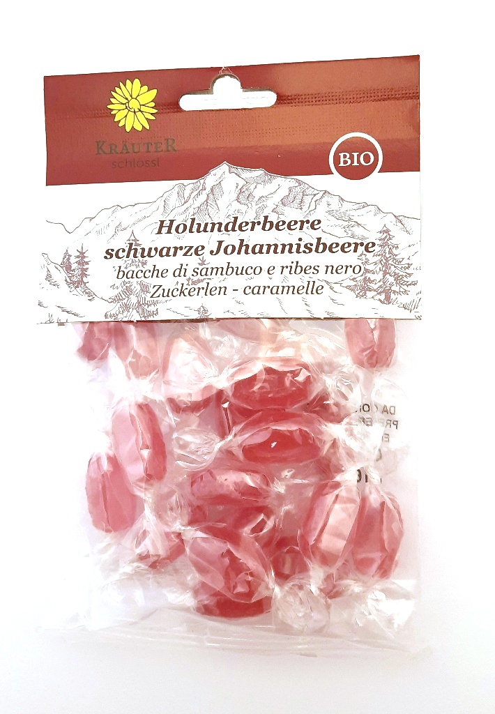 Holunderbeere - schwarze Johannisbeere Zuckerlen 75g IT BIO 007
