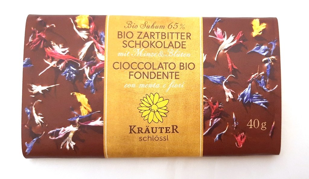 Cioccolato fondente con menta e fiori 40g DE-ÖKO-037